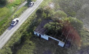 Aerial view of the ranch where the bodies of 72 murdered migrants were discovered in August 2010.